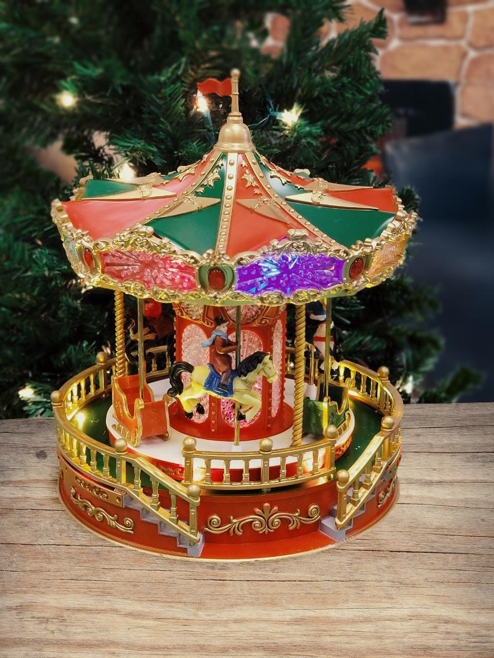 Traditional Christmas Carousel for Festive Decoration. Holiday