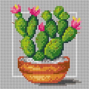 Needlepoint Canvas for Halfstitch Without Yarn Cacti. Floral Gobelin Embroidery Canvas for Needlecraft & DIY Art by Orchidea 3402D