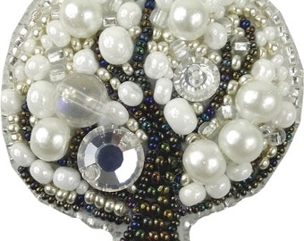 Winter Tree Brooch DIY Beading Kit. Handmade Jewelry Making Kit. Bead Embroidery Kit. Seed Beeded Brooch.  Charivna Mit BP-208C