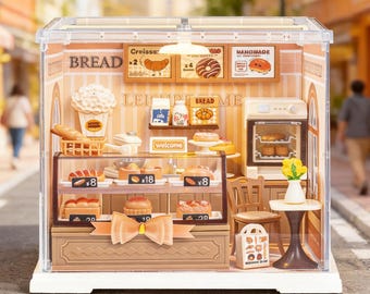 Miniature Dollhouse Kit - Little Bakery. DIY Roombox Kit by Wizardi F07AM7-29-804