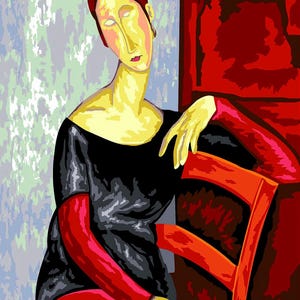Jeanne De Modigliani. Needlepoint Canvas for Half Stitch without Yarn. Printed Tapestry Canvas by Seg De Paris SE929.435
