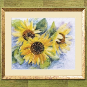 Sunflowers Felting Kit. Needle Felting Kit. Toy Kit For Beginners. Kitten Sewing Pattern Charivna Mit V-71C