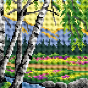 Gobelin canvas for halfstitch without yarn. Landscape with a River and Birches. by Orchidea 3506F