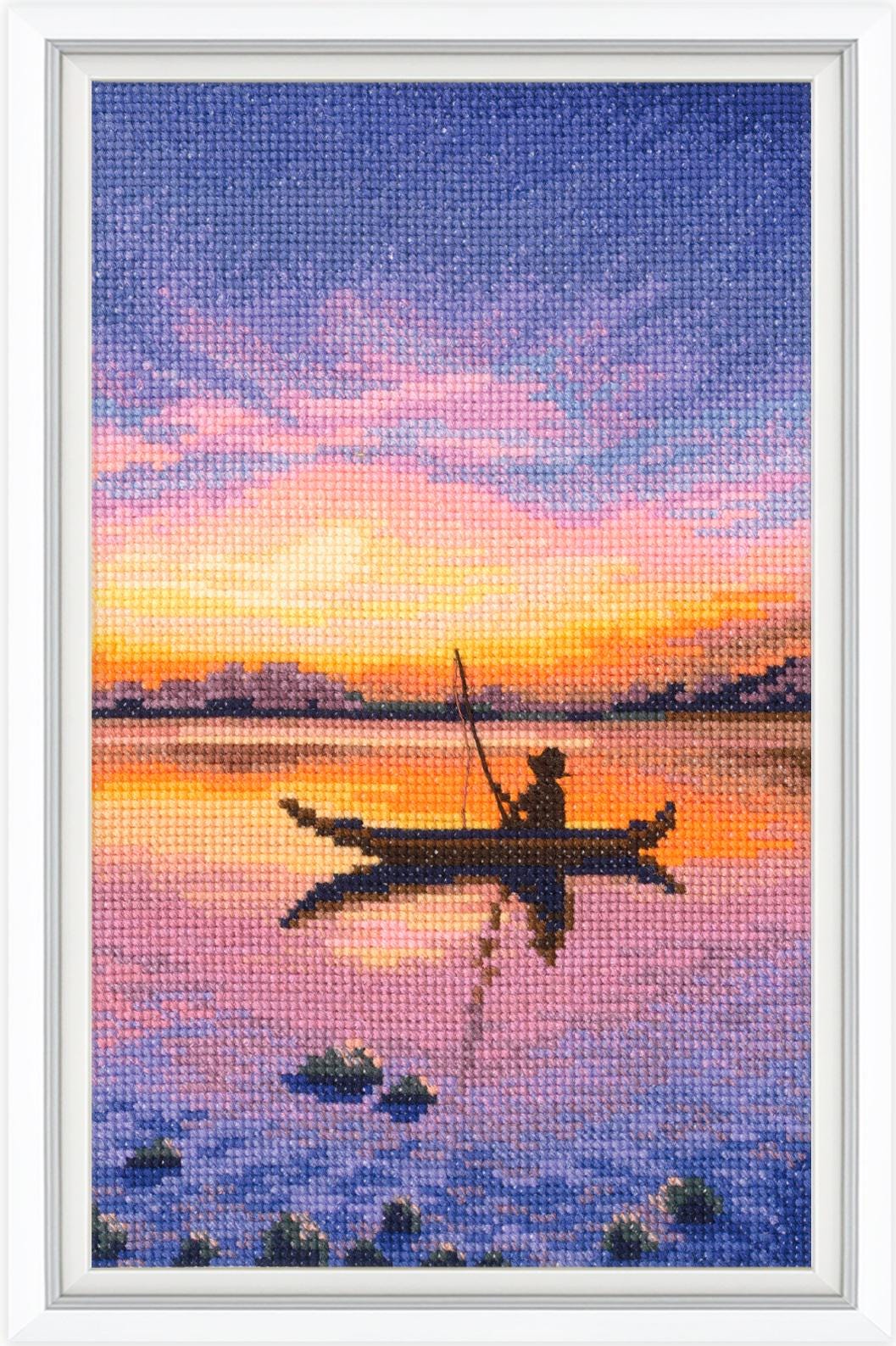 Sunset Landscape DIY Cross-Stitch Kit - Counted Embroidery Craft Set for Home Decor