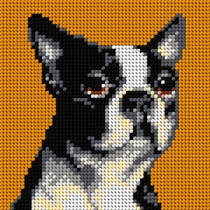 Boston Terrier Needlepoint Canvas for Half Stitch without Yarn. Dog Printed Tapestry Canvas, Puppy. Small Spaniel Orchidea 2719D