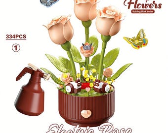 Building Blocks Kit Electric Rose Flower by Wizardi F07AM11-13-E01-1