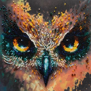 DIY Mid-sized Bead Embroidery Kit - Fearless. Owl Beading Pattern. Handmade Decoration. Bead Embroidery Pattern by Abris Art AMB-107