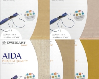 Precut Zweigart Fein-Aida 18 Count Fabric. Size 18.9*20.87 inches canvas. Ideal for Cross Stitch. 100% Cotton. Different Colors