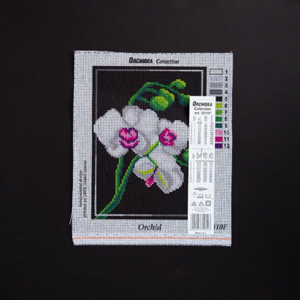 White Orchid. Needlepoint Canvas for Half Stitch without Yarn. Printed Tapestry Canvas -  Flowers. Orchidea 3010F