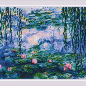 Water Lilies after C. Monet&#39;s Painting - Counted Cross-Stitch Kit. Beautiful Nature Embroidery Pattern. Needlecraft kit by Riolis R2034
