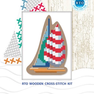 Sailing Ship Cross Stitch kit on Wood Base - counted cross-stitch kit on the Plywood. RTO EHW023