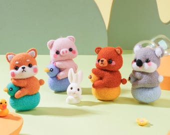 Animal Needle Felting Kit. DIY Wool Craft Kit. Felting Kit for Beginners. Make Your Own Bear, Koala and Rabbit. by Wizardi F07N8
