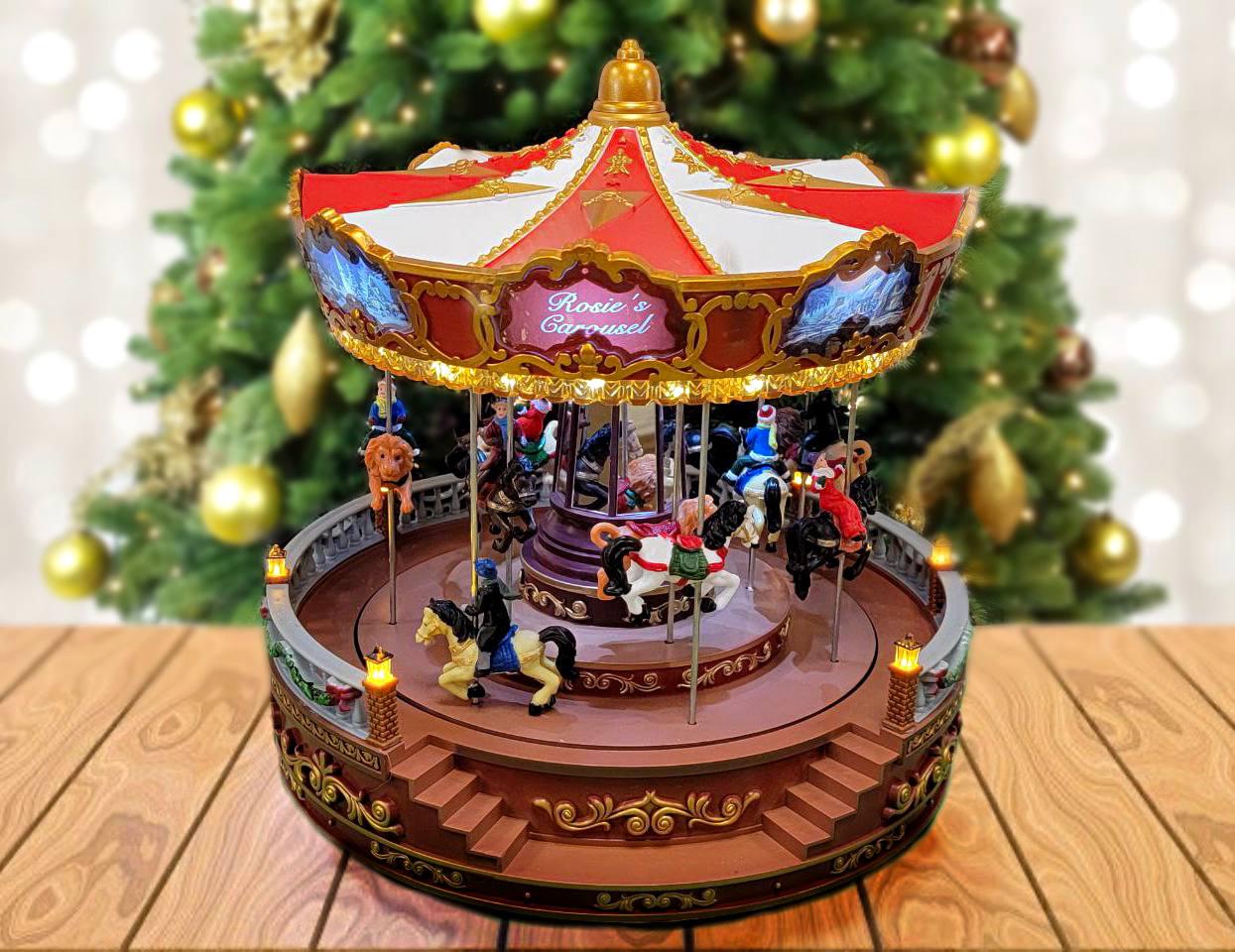 Traditional Christmas Carousel for Festive Decoration. Holiday