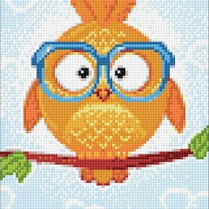 Owl Leo Diamond painting set by Wizardi. WD249 Diamond Art kit. Large Diamond painting kit