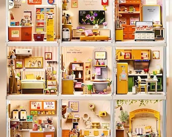 DIY Miniature Roombox Kit - Mini Dollhouse Collection. Stackable Room Boxes by Wizardi F07AM7
