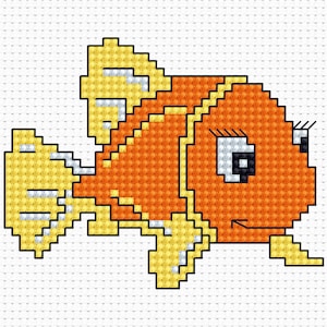 Little Koi Fish cross-stitch kit on Aida 14 count canvas. Monochrome Sea Theme Kit. Easy & Fast Cross Stitch kit by Luca-s B081L
