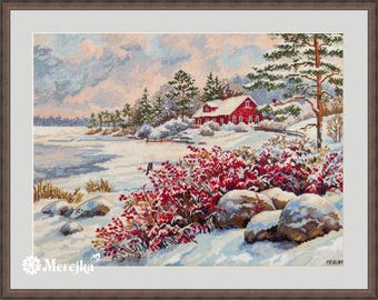 The Lake House Counted Cross-Stitch Kit on Aida 16 Count Canvas by Merejka K-261