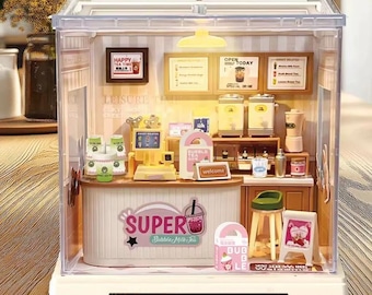 Miniature Dollhouse Kit - Bubble Tea Shop. DIY Roombox Kit by Wizardi F07AM7-31-808