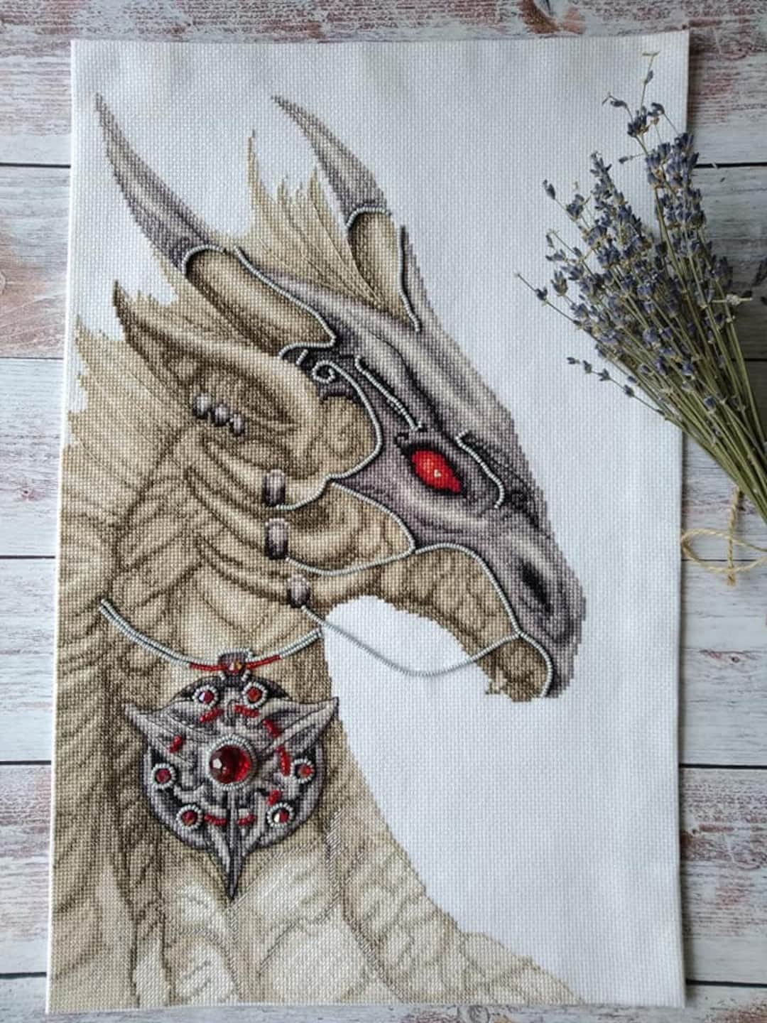 Dragon Cross Stitch Kit. Cross Stitch Pattern. Magic Amulet and Animal