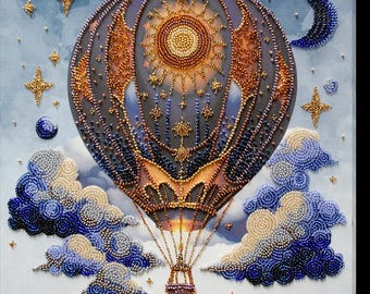 Bead Embroidery Kit - Air Adventures. Handmade Beading Decoration. DIY Beadwork Pattern by Abris Art AB-923