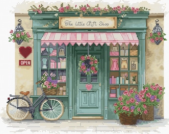 Counted Cross Stitch Kit - The Little Gift Shop. Flower Shop Embroidery Pattern by Luca-S B1429L