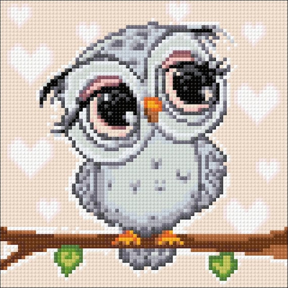 Cute Owl Diamond Painting Set by Wizardi. Fantasy Diamond Art Beginner Kit.  Easy Diamond Painting Kit CS2711 