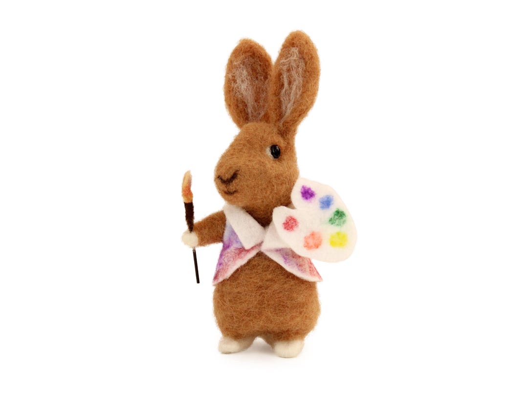 Artist Bunny Needle Felting Kit – Felt Rabbit With Paintbrush & Palette ...