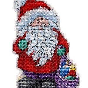 Santa’s Delivery Counted Cross Stitch Kit – Christmas Embroidery Pattern on Plastic Canvas for DIY Holiday Decor by Alisena 8030A