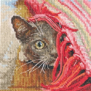 Observer - Kit de point de croix compté sur toile Aida, 16 points. Décoration DIY. Modèle de point de croix chat par RTO C422