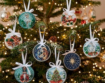 Bead Embroidery Kit - Christmas Ornaments. DIY Holiday Decorations by Abris Art