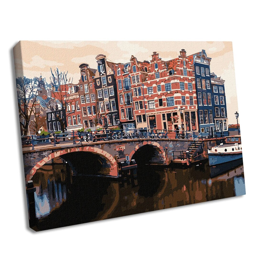 Amsterdam Bridge Paint by Numbers Kit City Streets With River KHO3615 ...