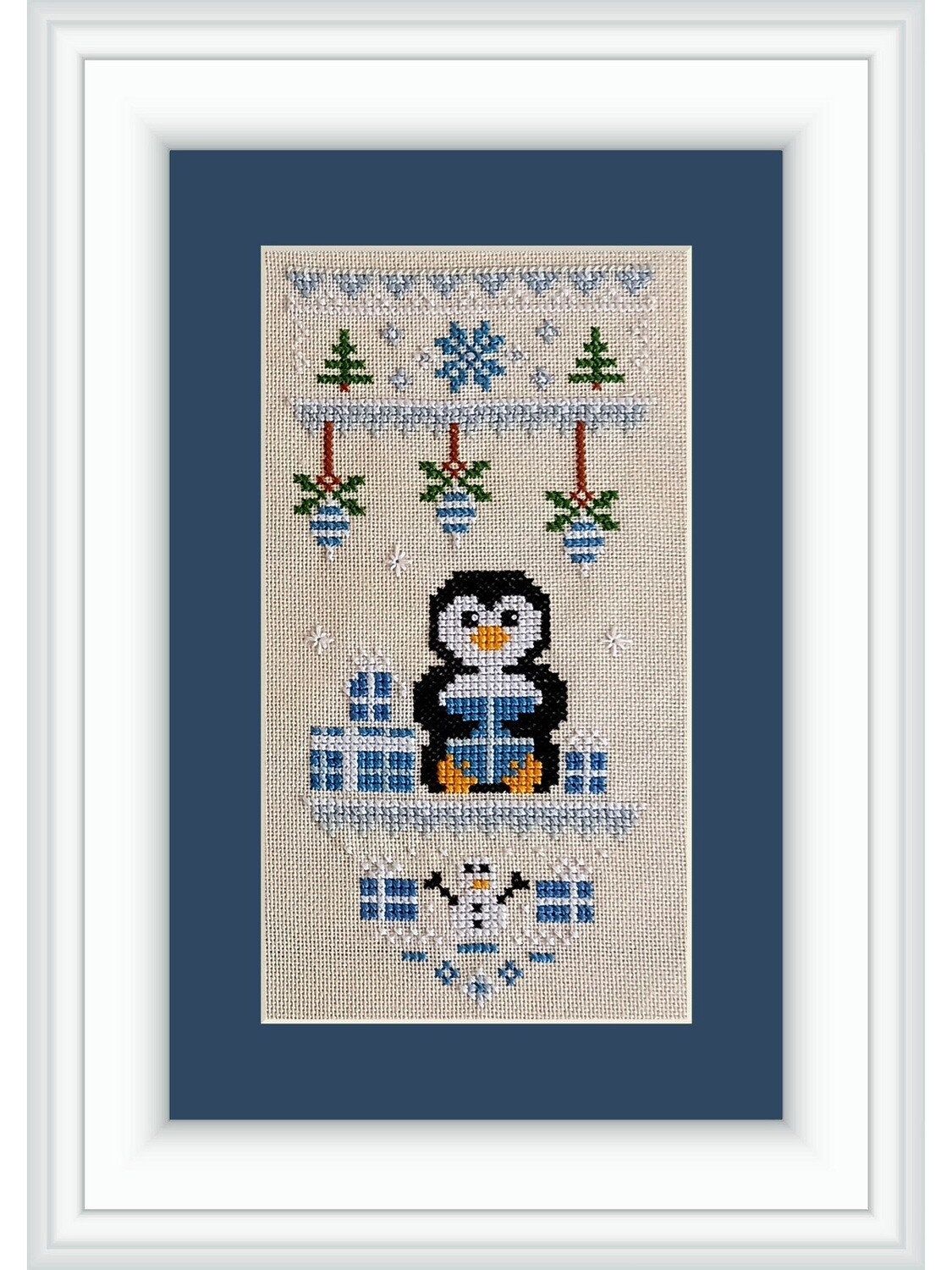 Christmas Sampler. Minimalist Cross Stitch Pattern on Aida 27ct
