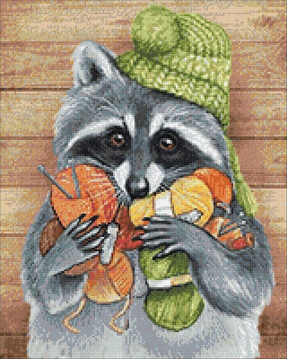 Raccoon With Yarns Diamond Painting Set by Crafting Spark. CS2576 Diamond  Art Kit. Large Diamond Painting Kit 