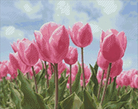 Flowers Diamond Painting Set by Wizardi. Tulips Diamond Art Beginner Kit.  Large Diamond Painting Kit WD2301 -  Israel