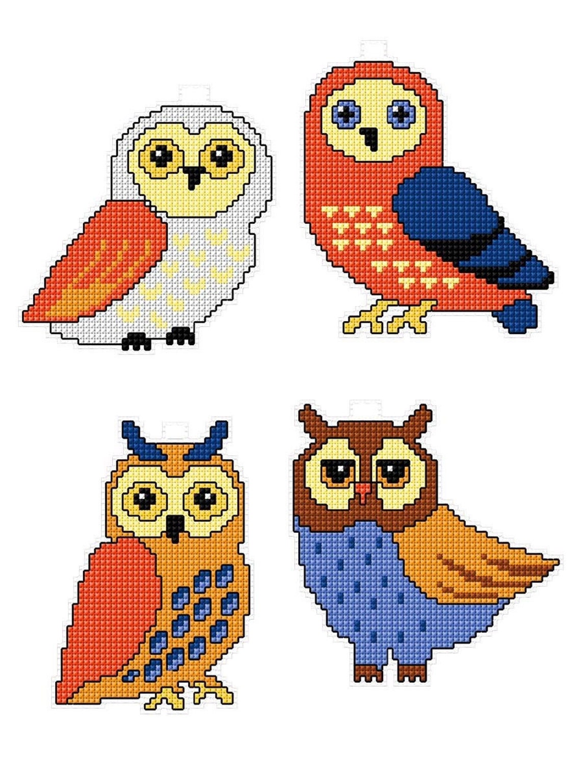 Colorful Owls Plastic Canvas Cross Stitch Kit. 4 Cross Stitch Etsy