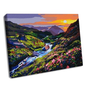 Sunrise in the Mountains Paint by Numbers kit. Nature Paint 19.69x15.75 in. USA Shipping. DIY Acrylic Painting By Numbers by Ideyka KHO2887