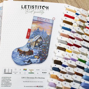 Сhristmas Stocking Christmas Tree  - Counted cross-stitch Kit on Aida 14 count canvas. Make DIY Stocking LetiStitch L8011