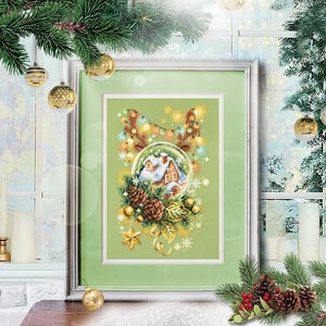 Light Christmas - Counted Cross-Stitch Kit. Christmas Pattern on Aida 14 Count Canvas. Festive Embroidery Kit by Magic Needle 100-245