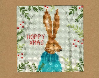 Xmas Hare - Counted Cross-stitch Kit on Aida 14 Count Canvas. Christmas Cross Stitch Pattern. Animal Embroidery by Bothy Threads XMAS10