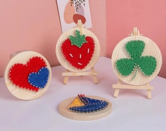 String Art Kits with Stand. DIY Home Decor. Simple Decorative Nail Art Kit. Fruits. Hearts. Clever and Ball Sting Art Pattern