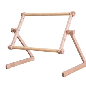Chaffinch Universal Embroidery Stand. Adjustable Wooden Frame for Comfortable Cross Stitching by Crafting Spark