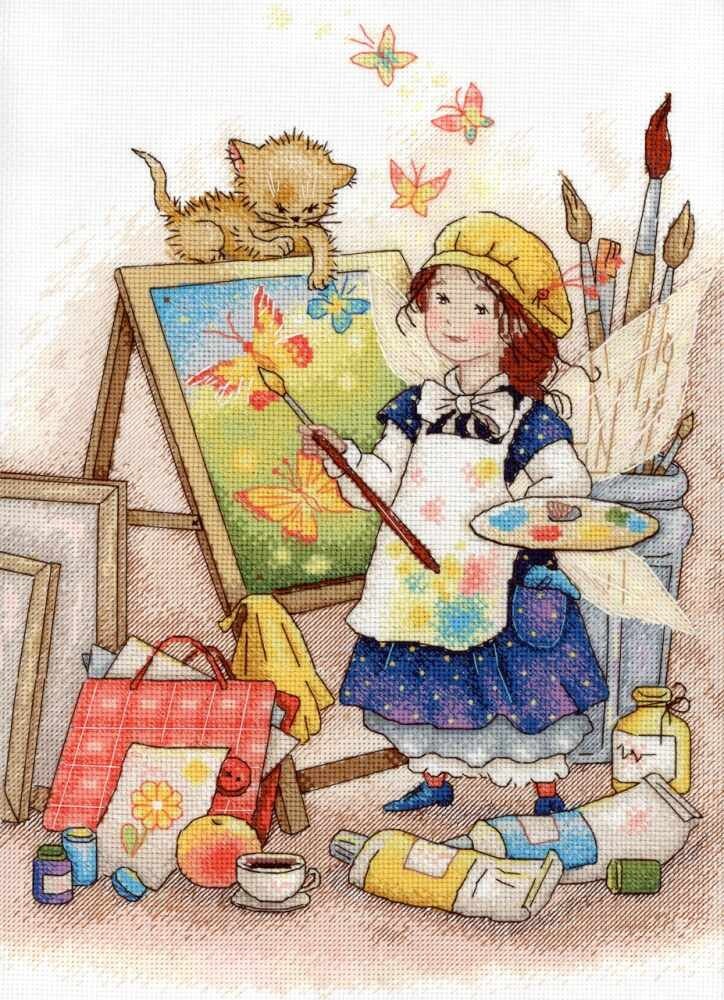 In the Studio Counted Crossstitch Kit on Aida 14 Count Etsy