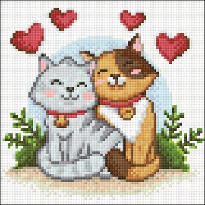 Cats in Love Diamond painting set by Crafting Spark. Little Kittens Cs2696 Diamond Art kit. Large Diamond painting kit
