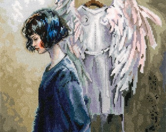 Girl with Wings cross-stitch kit on Aida 16 count canvas. Fantasy Angel.  Cross Stitch kit by RTO M929