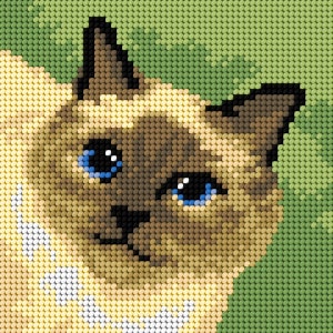 Needlepoint Canvas for Half Stitch without Yarn. Siamese Cat Printed Tapestry Canvas. Orchidea 2712D