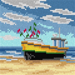 Gobelin canvas for halfstitch without yarn - Boat. by Orchidea 3533D