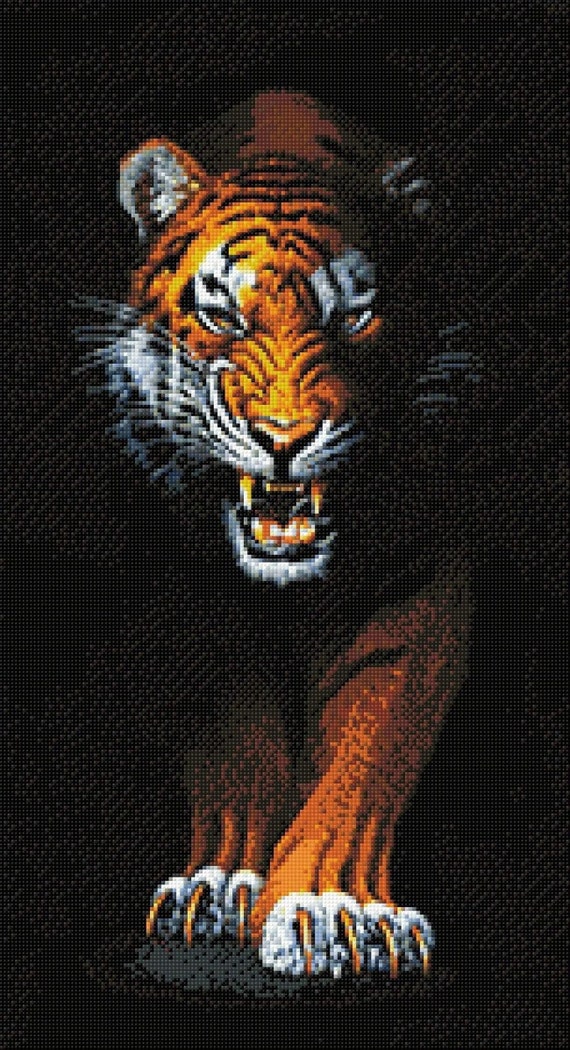 Stalking Tiger Diamond Painting Set by Wizardi. WD2408 Diamond Art