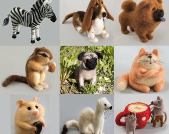 Easy Needle Felting Kits. Cute Animal Toy Kits Craft For Beginners. DIY Gift Patterns by Charivna Mit