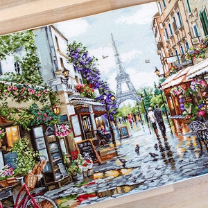 Paris in Flowers cross-stitch kit on Zweigart 18 count canvas. City Landscape by Luca-s B2365L