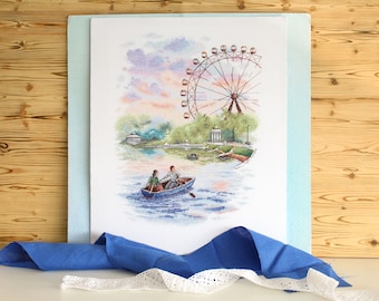 Lake In the Park Cross Stitch  - counted cross-stitch kit on Aida 18 count canvas. MP Studia SNV-748